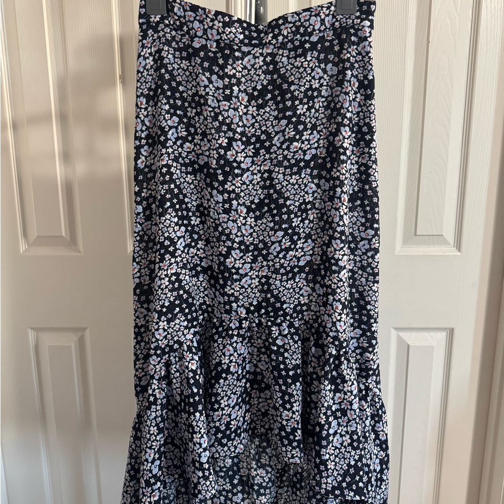 H&M Blue and White Floral Maxi Skirt